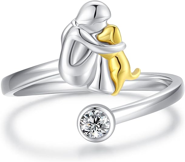 Anel de cachorro ajustável feito de prata – Anel artesanal para mulheres