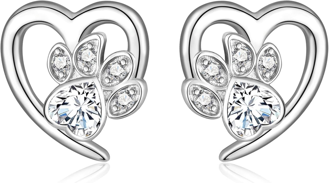 Brincos com Pegadas e Coração – Joias para Amantes de Animais