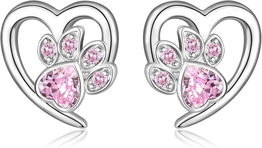 Brincos com Pegadas e Coração – Joias para Amantes de Animais