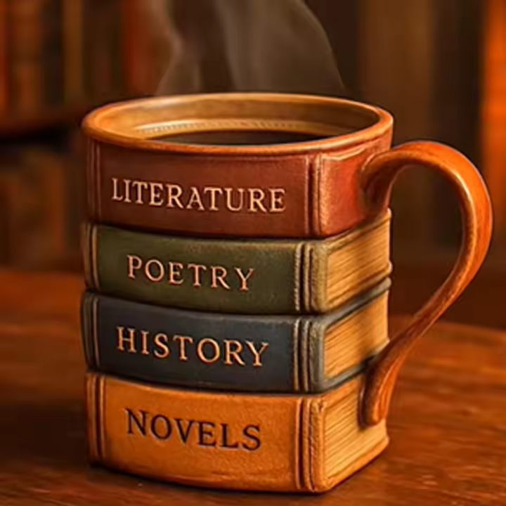 Café de Biblioteca Artesanal BookLover’s Haven – Caneca de Café 3D